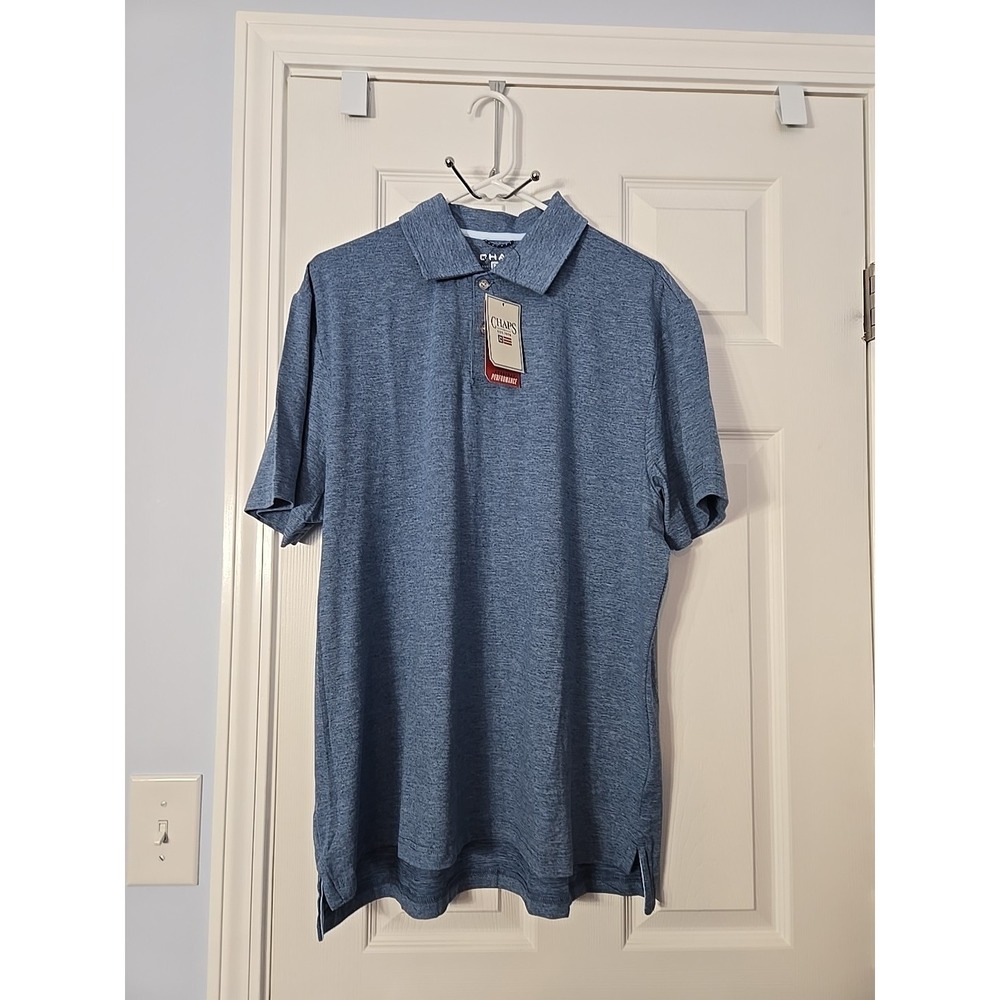 Chaps Men's Blue Short Sleeve Performance Solid Polo‎ Shirt Size XL NWT